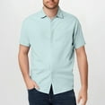 thumbnail image 1 of Leesechin Mens Short Sleeve Shirt Cotton Linen Hippie Beach Button Down Lapel Shirts, 1 of 9