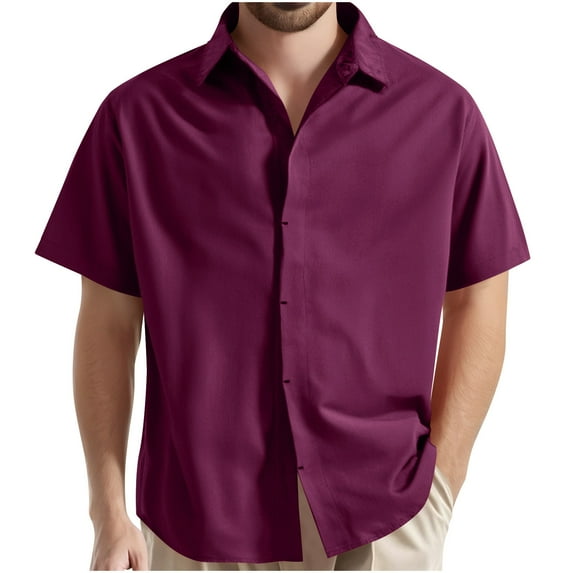 Leesechin Mens Short Sleeve Shirt Hippie Beach Button Down Lapel Shirts