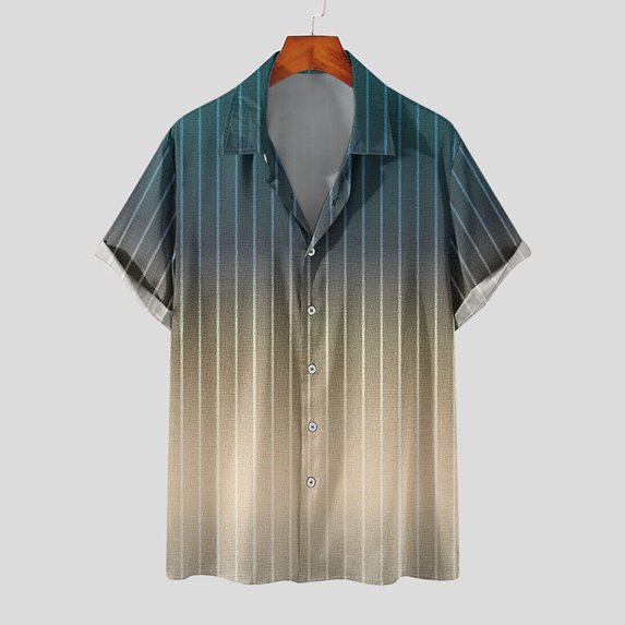 Leesechin Mens Short Sleeve Summer Shirts Men Casual Fashion Printing Turn-down Collar Long Sleeve Breathable Shirt Blouse Tops Short Sleeve Turndown Collar Blouse Shirt
