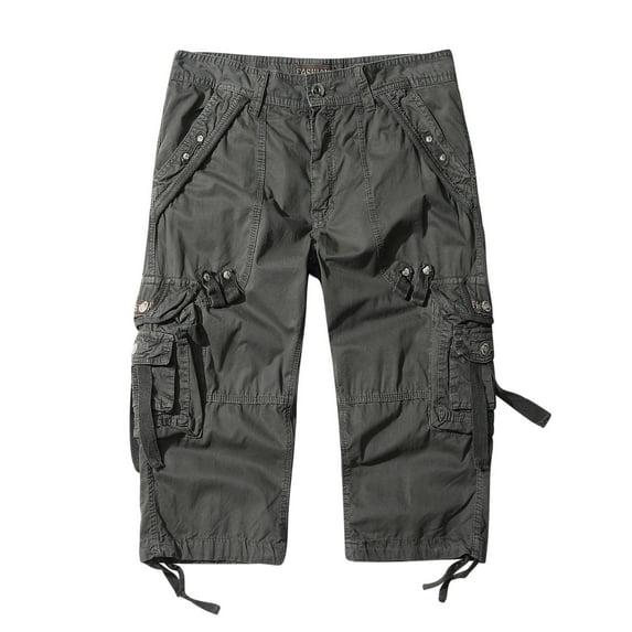Leesechin Mens Shorts Athletic Casual Pure Color Outdoors Pocket Beach Work Trouser Cargo Shorts Pant Clearance Dark Gray XL