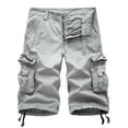 thumbnail image 1 of Leesechin Mens Shorts Athletic Casual Pure Color Outdoors Pocket Beach Work Trouser Cargo Shorts Pant Gray XL, 1 of 3
