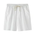 thumbnail image 1 of Leesechin Mens Shorts Athletic Summer Thin Mid-waist Cotton Hemp Beach Pants Casual Five-point Sports Shorts Pants White XL, 1 of 7