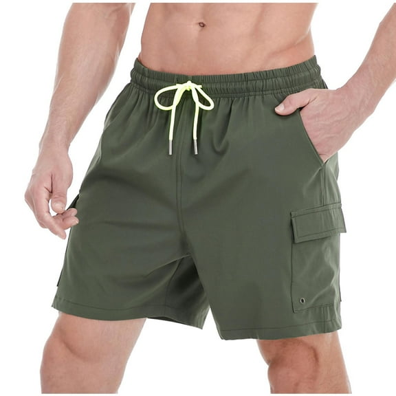 Leesechin Mens Shorts Cargo Big and Tall Quick Drying Summer Beach Outdoor Sports Pull-on Casual Work Wear