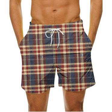 Leesechin Mens Slim Fit Shorts Plaid Chino Short Tapered Leg Skinny Stretch