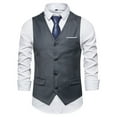 thumbnail image 1 of Leesechin Mens Suit Vest Big Mens Suit Vest Formal Bussiness Tuxedo Suit Waistcoat Vest Jacket Top Coat, 1 of 4