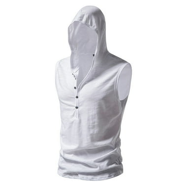 Leesechin Mens Tank Tops Summer Clearance Men Casual Fashion Solid Button Sleeveless Tops Blouse Hoodie Sweatshirts