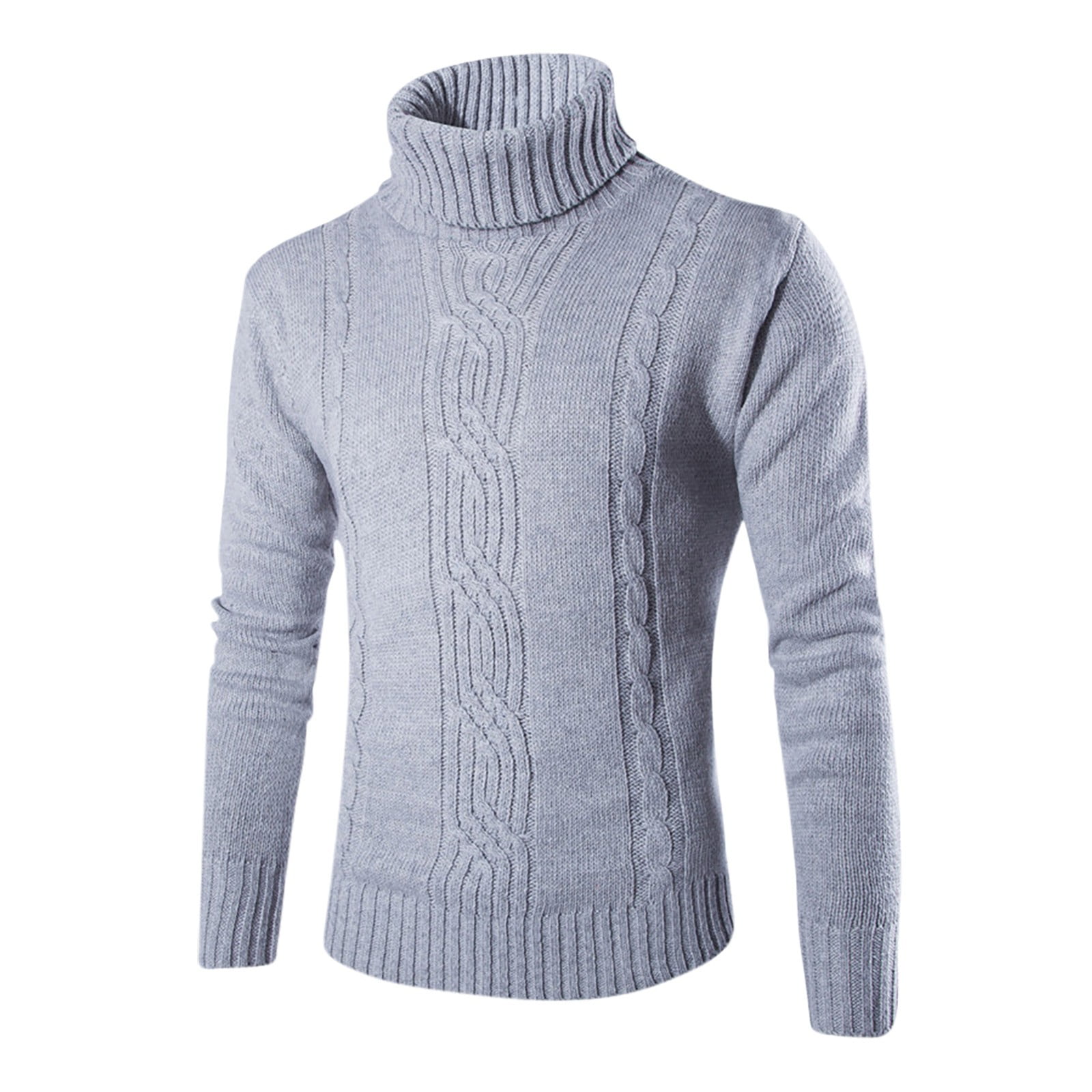 Xysaqa Mens Turtleneck Sweater, Men's Long-Sleeve Cable Knit