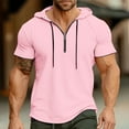 thumbnail image 1 of Leesechin Mens Zipper Short Sleeve Hoodies Workout Muscle Gym Hooded T-Shirts Cotton Athletic Lightweight Sweatshirt Pullover, 1 of 4