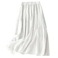thumbnail image 1 of Leesechin Plus Size Skirts with Elastic Waist Solid Summer Double Layer Cotton Linen Skirt For Ladies, 1 of 3
