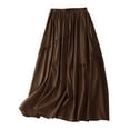 thumbnail image 1 of Leesechin Plus Size Skirts with Elastic Waist Solid Summer Double Layer Cotton Linen Skirt For Ladies, 1 of 4