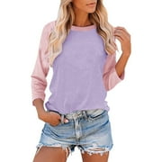 Leesechin Raglan Shirt Women 3/4 length Sleeve Tops Baseball Shirt Casual Crewneck Jersey T Shirts Color Block Basic Tees
