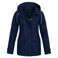 thumbnail image 1 of Leesechin Rain Jackets for Women Solid Rain Jacket Outdoor Plus Size Hooded Raincoat Windproof, 1 of 4