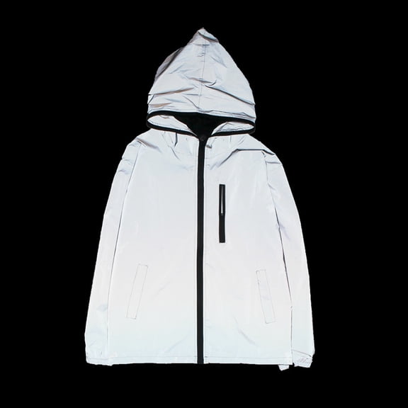 Leesechin Reflective Jacket Men Harajuku Windbreaker Jackets Hooded Streetwear Coat