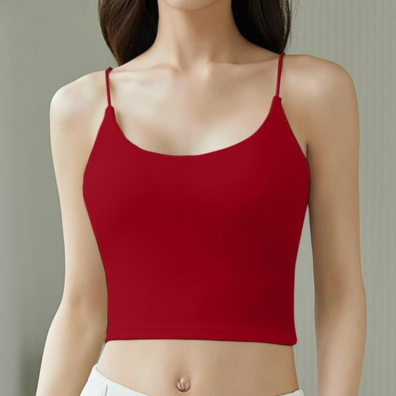 Leesechin Ribbed Camisole Tops for Women with Built-in Bra Straps Cami Layering Tanks