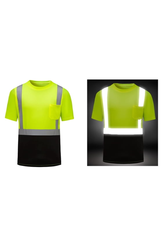 Safety Reflective High Visibility Shirts for Men ANSI Class 3 Hi Vis Construction Work T Shirts Short Sleeve