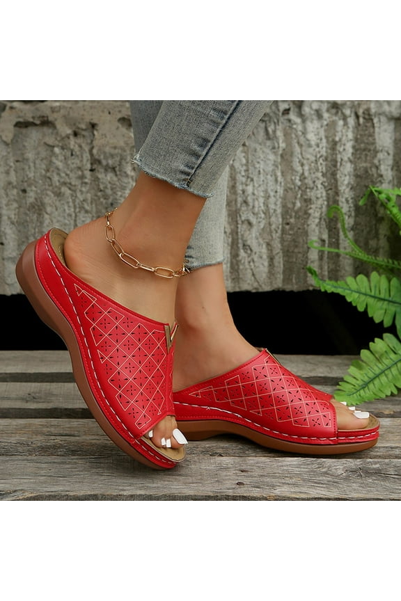 Leesechin Sandals Women Wedge Shoes - Orthopedic Comfortable Arch Support Platform Sandals for Women Wedge Summer Dressy Casual Breathable Shoes