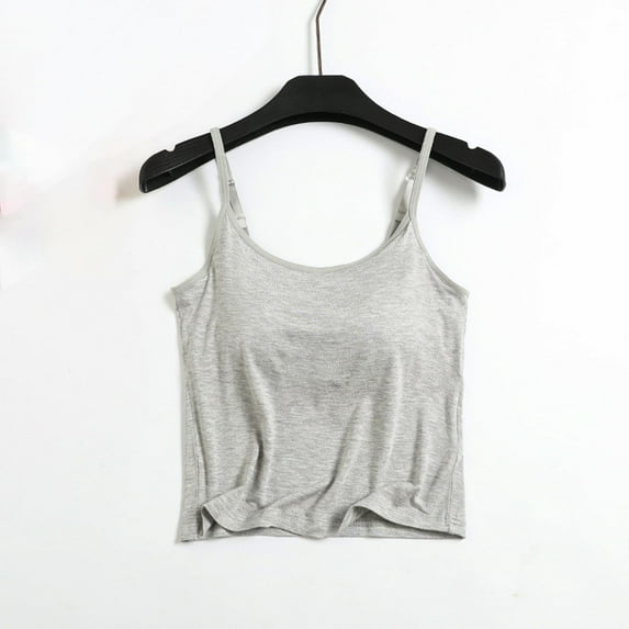 Leesechin Shelf Bra Camisole Tops for Women Adjustable Spaghetti Strap Tank Top Cotton Yoga Cami Summer Undershirts