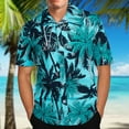 thumbnail image 1 of Leesechin Short Sleeve Shirts For Men Clearance Hawaiian Print Lapel Shirt 2X Blue, 1 of 7