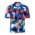 thumbnail image 1 of Leesechin Short Sleeve Shirts For Men Hawaiian Print Lapel Shirt 4X Blue, 1 of 7