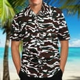 thumbnail image 1 of Leesechin Short Sleeve Shirts For Men Hawaiian Print Lapel Shirt 4X Khaki, 1 of 7