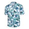 thumbnail image 1 of Leesechin Short Sleeve Shirts For Men Clearance Hawaiian Print Lapel Shirt L Green, 1 of 6