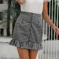 thumbnail image 1 of Leesechin Skirt for Women Ladies Summer Fashion Casual Plaid Printed Buttons High Wasit Shorts Skirt, 1 of 8