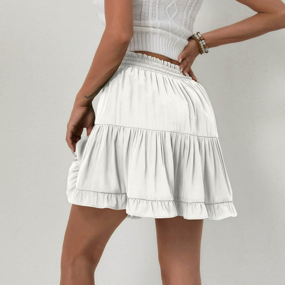 Leesechin Skirts for Women Ladies Summer Casual Vintage High Waist Floral Print Beach Ruffled Dress