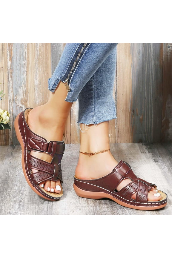 Leesechin Slide Sandals for Women Summer Ladies Casual Wedge Heel Slippers Sandals Roman Wide Width Women Shoes