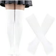 thumbnail image 1 of Leesechin Striped Knee High Socks Knitted Arm Leg Warmers Set Knit Costume Long Fingerless Gloves with Thumb Hole for Women, 1 of 3