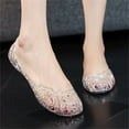 thumbnail image 1 of Leesechin Summer Hollow Out Flat Sandals Women's Casual Shoes Crystal Plastic Jelly Shoes, 1 of 6