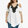 thumbnail image 1 of Leesechin Summer Short Sleeve Tops for Women V-Neck Plus Size Pullover Tops Blouses, 1 of 7