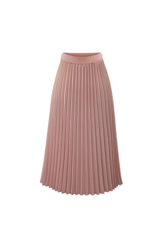 Leesechin Summer Skirt for Women Fashion Ladies Loose Casual High Waist Solid Long Ankle Pleated Skirt