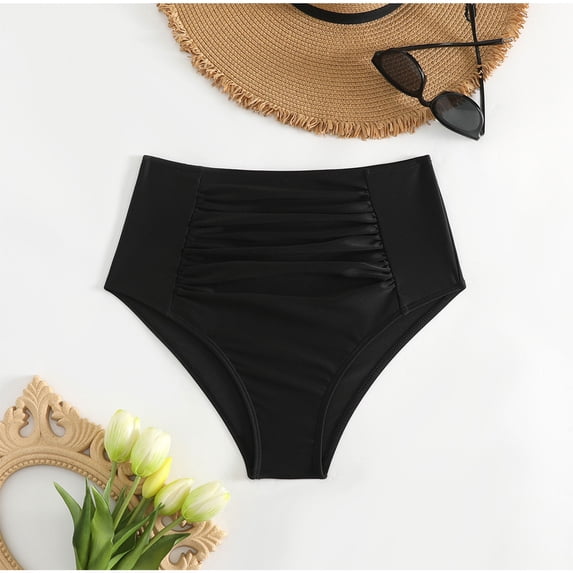 Leesechin Tankini Swimsuits for Women Women's Fashion Solid Color Swimming Trunks High Waist Briefs Swimming Trunks