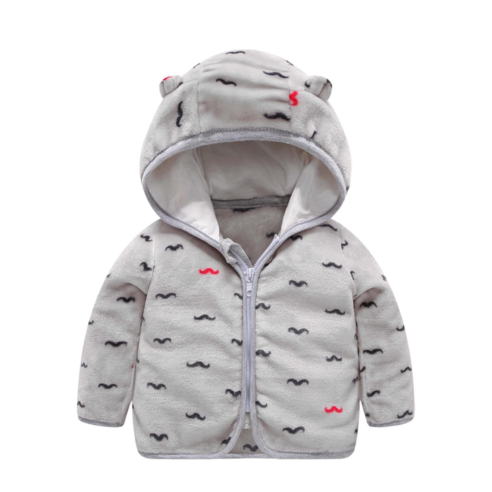 Leesechin Toddler Winter Coats Kids Baby Grils Boy Cute Ear Zipper Solid Thick Hooded Coat Warm