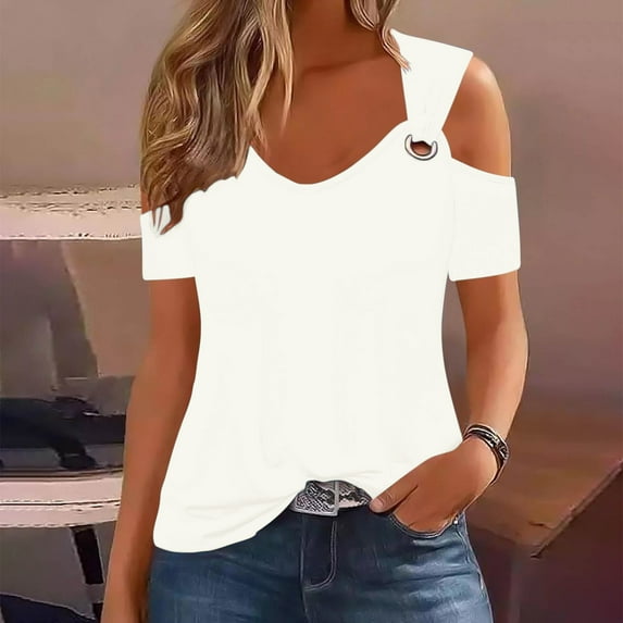 Leesechin Tshirt Women's V-Neck Casaul Tops T-shirt