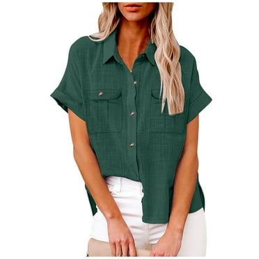 Leesechin Tshirt Women's V-Neck Loose Lapel Blouse