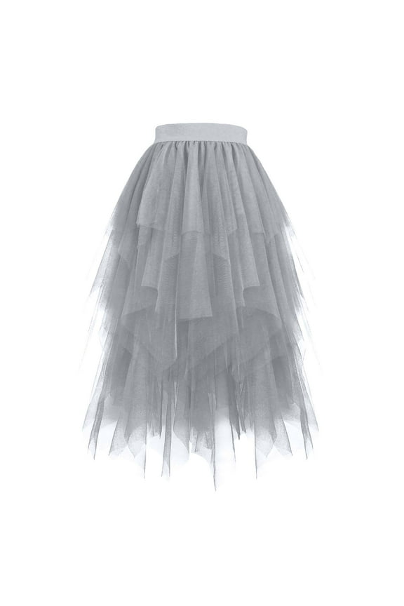 Leesechin Tulle Skirts for Women Midi Long Fairy Skirt Tutu A-Line Mesh Layered High Elastic Waist Skirts