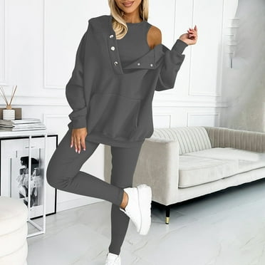 Leesechin Two Piece Outfits For Women Jogging Suits Casual Jogger Tracksuit Long Sleeve Hoodie Sweatsuit Pants Sets