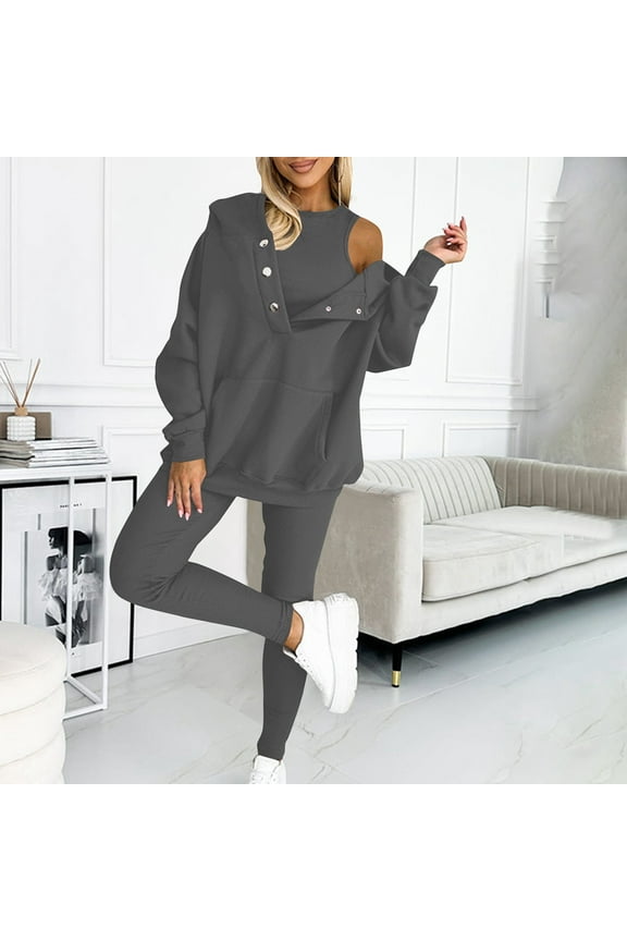 Leesechin Two Piece Outfits For Women Jogging Suits Casual Jogger Tracksuit Long Sleeve Hoodie Sweatsuit Pants Sets