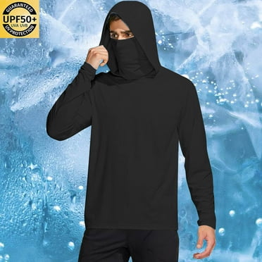 Leesechin UPF 50+ Fishing Shirts for Men Long Sleeve UV Sun Protection Hoodie with Mask/Non-Mask Outdoor Hiking Shirts