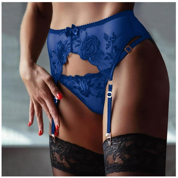 Leesechin Underwear for Women Short Lace Flower Embroidered and Garter Stockings Sexy Suit