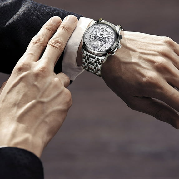 Leesechin Watch Automatic Non-Mechanical Watch Men's Skeleton Fashion Watch Quartz Watch on Sale