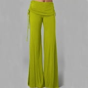 LEESECHIN Wide Leg Pants for Women Streetwear High Waist Y2K Pants Workout Out Leggings Jogger Trousers Yoga Gym Flare Pants