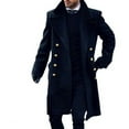 thumbnail image 1 of Leesechin Winter Fashion Big & Tall Men's Solid Color Slim Long Single-breasted Woolen Trench Coat, 1 of 4