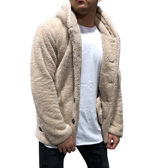 Leesechin Winter Jackets for Men Big and Tall Long Sleeve Fleece Warm Hooded Loose Plus Size Coat
