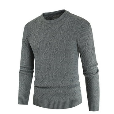 Leesechin Winter Sweaters for Men Clearance Fashion Fall Sweater Loose Large Size Solid Color Sweater Pullover 3X Gray