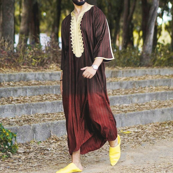 Leesechin Women Jumpsuits Men's Ethnic Style Stand Collar Robe V Neck Mid Sleeve Loose Long Shirt