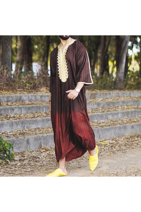 Leesechin Women Jumpsuits Men's Ethnic Style Stand Collar Robe V Neck Mid Sleeve Loose Long Shirt