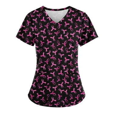 Leesechin Women Mock Wrap Contemporary Fit Scrubs Top with Stretchy Knit Panel