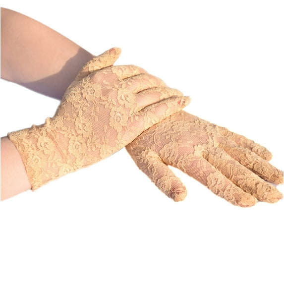 Leesechin Women Short Lace Gloves Ladies Lace Floral Gloves Tea Party Gloves Bridal Wedding Gloves for Opera Prom Halloween